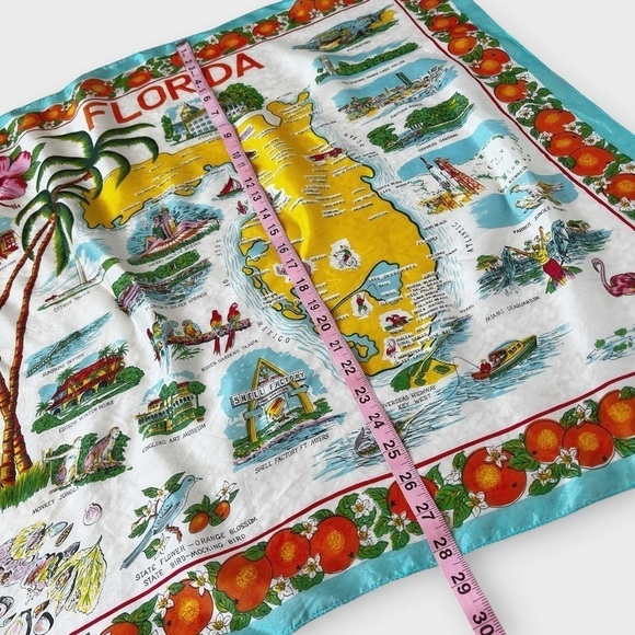 Vintage 50s Florida Map Scarf Wrap Headscarf Sun-Glo 28 - Picture 10 of 12